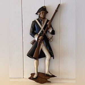Colonial Soldier Cast Metal Wall Art in 1960s, 🇺🇸Made